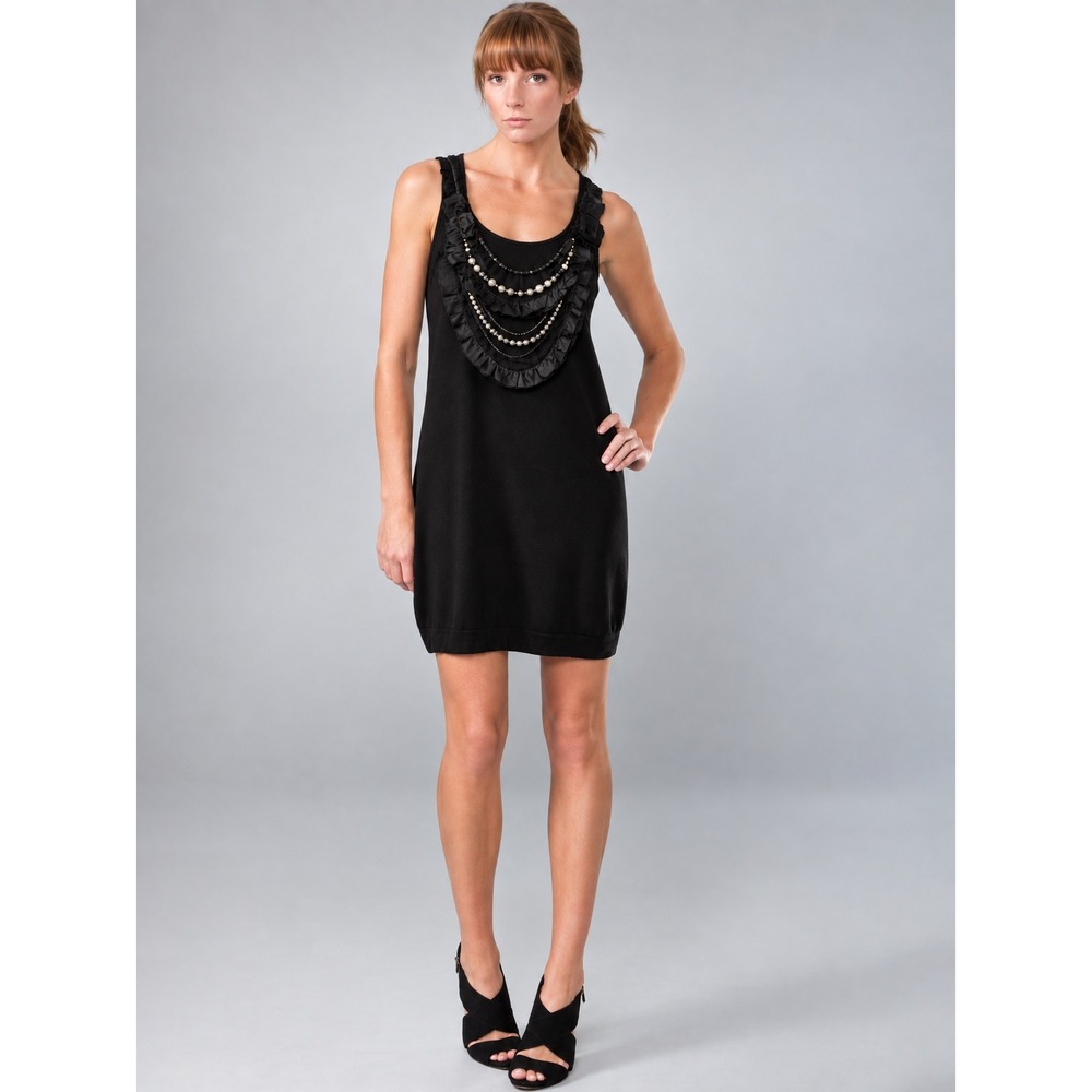 Nanette Lepore Pearl Embellished Wool Sweater Coquette Pearlcore Dress M
